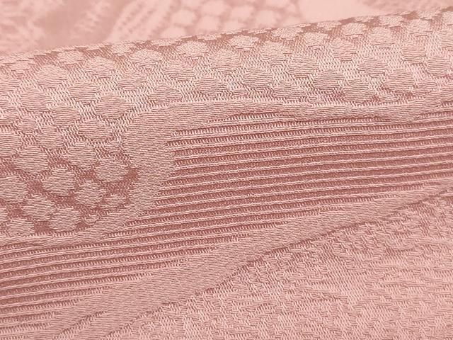 平和屋着物□上質な色無地 道長地紋 珊瑚色 西武百貨店扱い 正絹 逸品