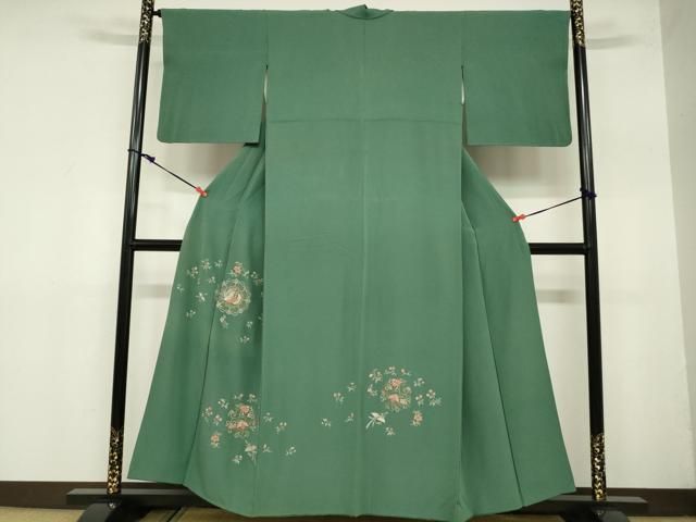 平和屋着物□訪問着 総刺繍 更紗花文 鳳凰 銀糸 正絹 逸品 DABA3308qa