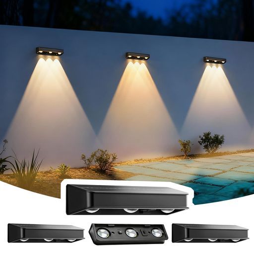 ソーラーらいと屋外防水ソーラーライト表札ledフェンスライトガーデンライト表札灯太陽光led9色モード超高輝度自動点灯消灯IP65防水庭階段通路駐車場(三色温度4個)