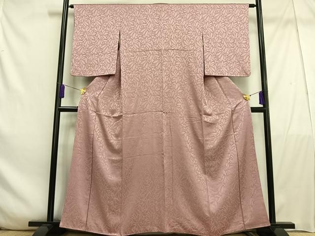 平和屋着物□上質な色無地 花尽く地紋 退紅色 正絹 逸品 AABE3252oa