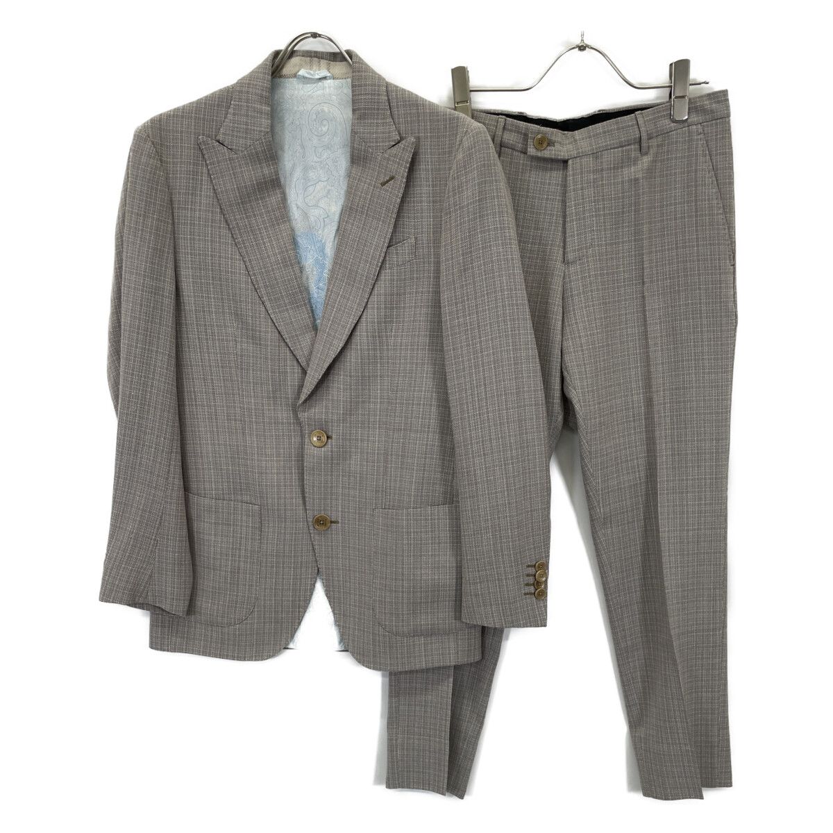 【極美品】エトロ スーツ セットアップ S シングル 2B グレー ペイズリー柄 ETRO エトロ ｸﾞﾚｰ 1A983 裏地ﾍﾟｲｽﾞﾘｰ 2Bｽｰﾂｾｯﾄｱｯﾌﾟ 46 - メルカリ