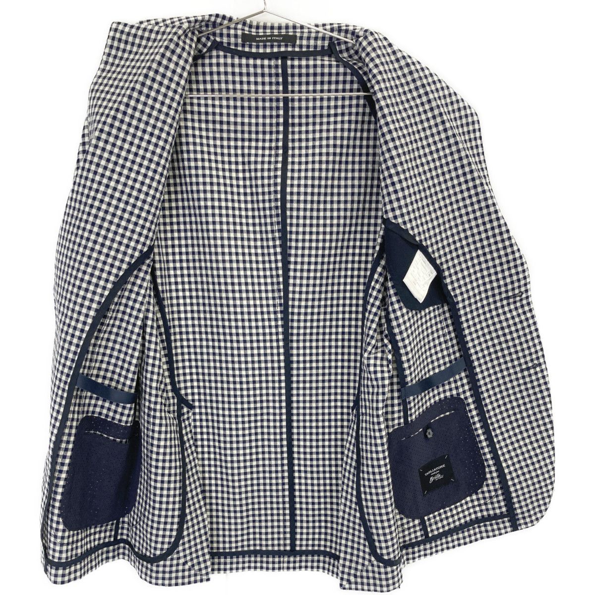 TAGLIATORE タリアトーレ ﾌﾞﾙｰ×ﾎﾜｲﾄ Brilla ﾁｪｯｸ柄 ｼﾞｬｹｯﾄ 48 - メルカリ