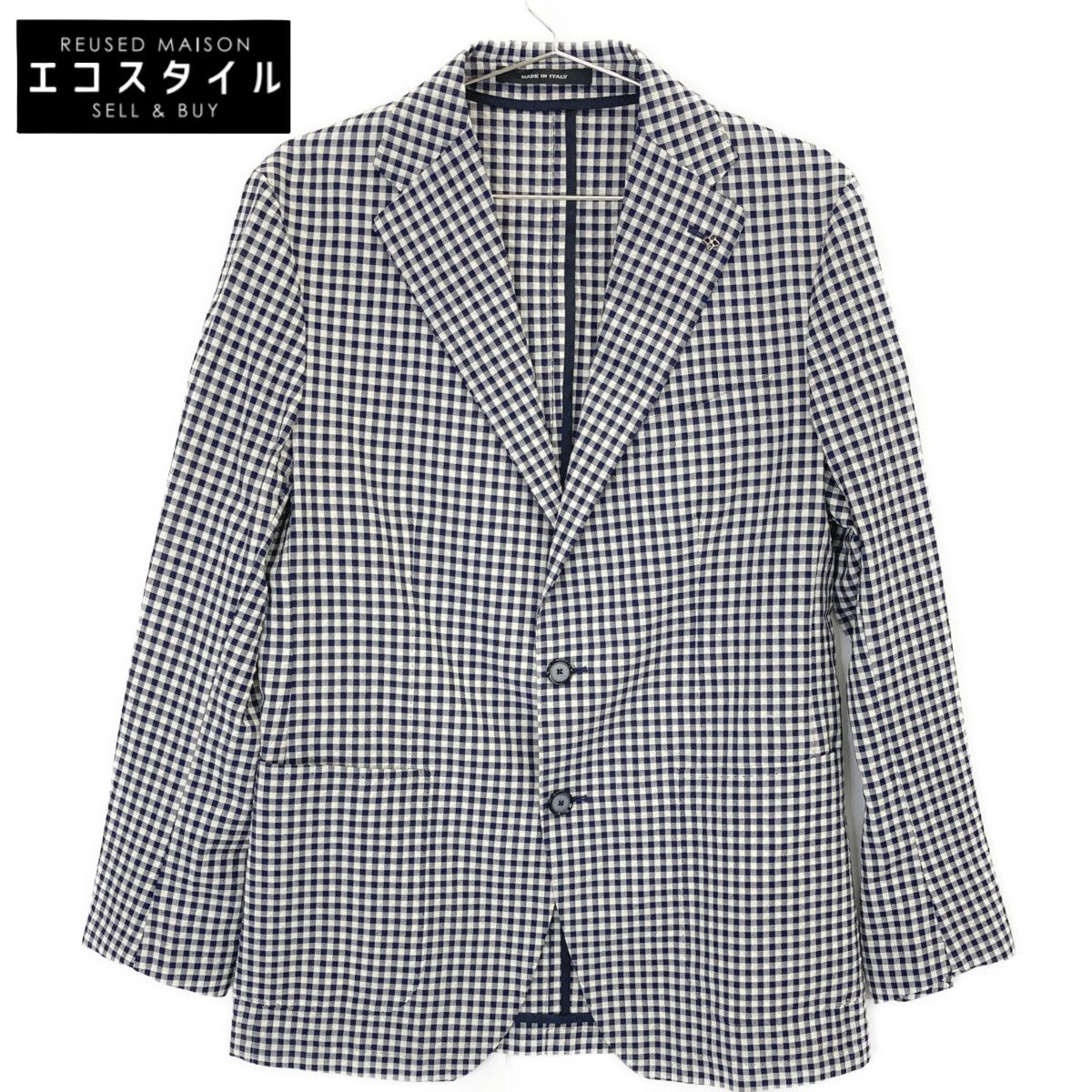 TAGLIATORE タリアトーレ ﾌﾞﾙｰ×ﾎﾜｲﾄ Brilla ﾁｪｯｸ柄 ｼﾞｬｹｯﾄ 48 - メルカリ