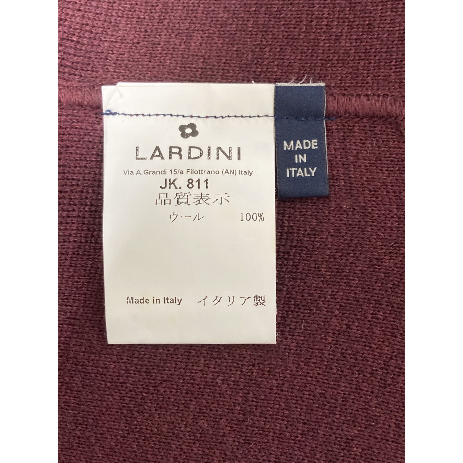 LARDINI ラルディーニ ｴﾝｼﾞ JQLJM56 ｳｰﾙﾐﾗﾉﾘﾌﾞｿﾘｯﾄﾞ2Bﾆｯﾄｼﾞｬｹｯﾄ S