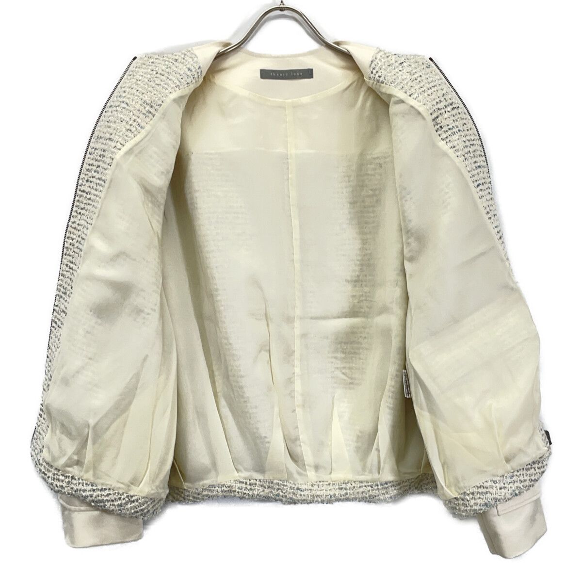 Theory luxe セオリーリュクスアイボリー フード付きジャケット38 theory luxe セオリーリュクス 25年 ｱｲﾎﾞﾘｰ Jewel Tweed Jira Jacket