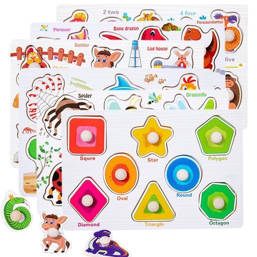 モンテッソーリ関連本セット Bajoyモンテッソーリ玩具1234歳幼児早期開発型はめパズル6種類シリーズ