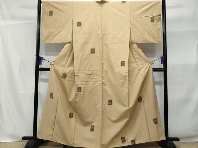 平和屋着物□伝統工芸士 根津儀一作 紬 飛白 反端付き 正絹 逸品