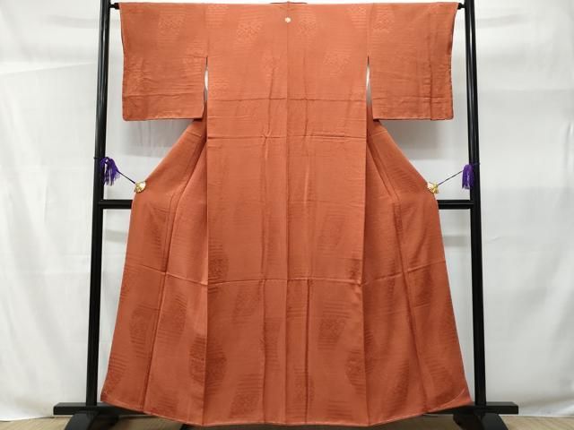 平和屋着物□上質な色無地 抽象地紋 雀茶色 正絹 逸品 未使用