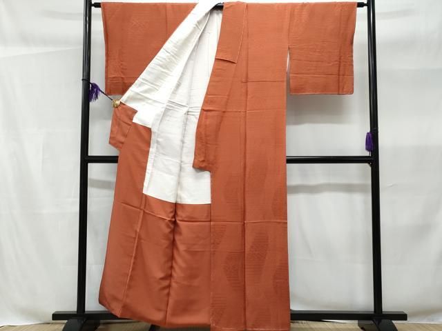 平和屋着物□上質な色無地 抽象地紋 雀茶色 正絹 逸品 未使用