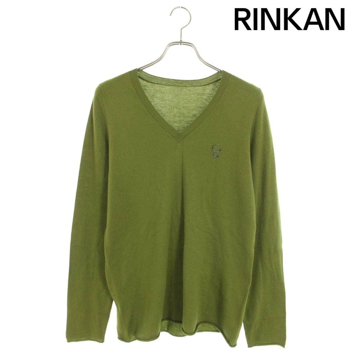 ルシアンペラフィネ スカル刺繍カシミヤVネックニット メンズ L ※12/28