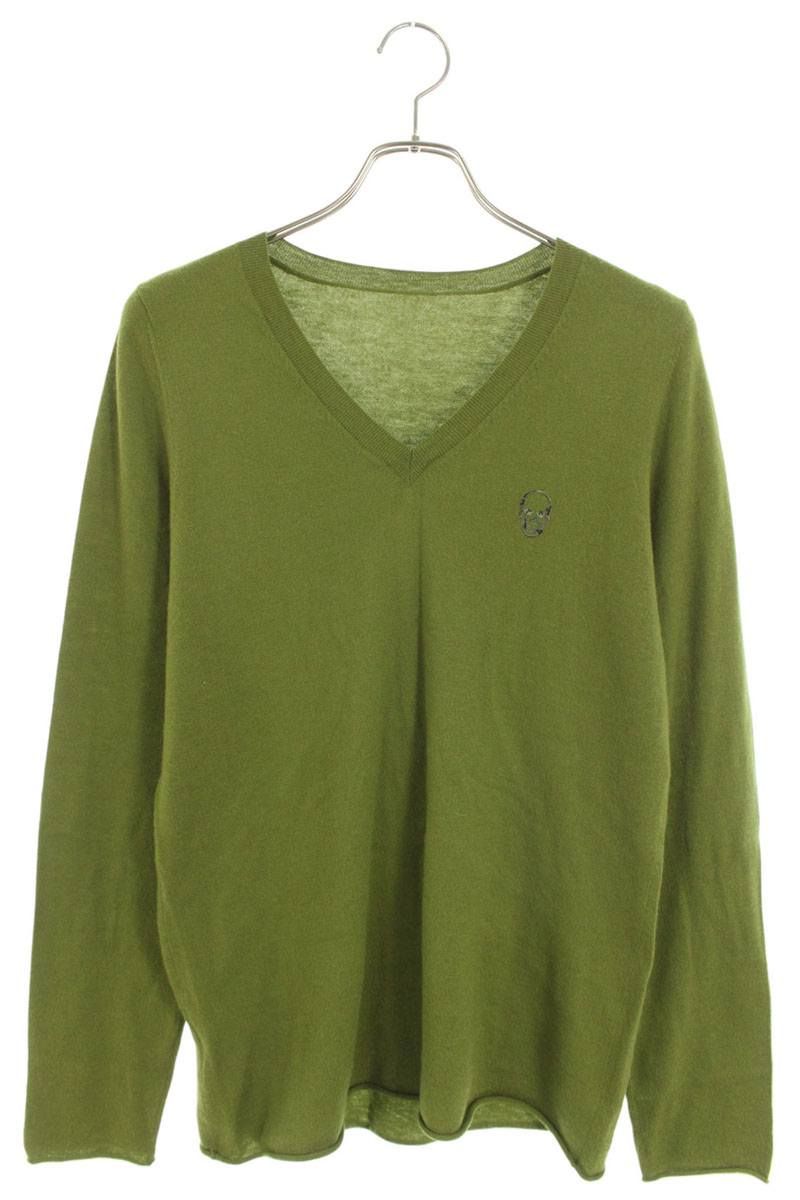 ルシアンペラフィネ スカル刺繍カシミヤVネックニット メンズ L ※12/28