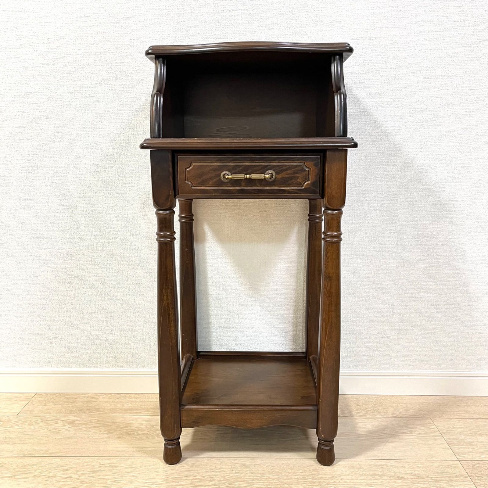 つ55)四国工芸 森のサーカス 木製電話台 花台 サイドチェスト 飾り台