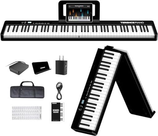 TERENCE電子ピアノ88鍵盤折り畳み式10Wデュアルスピーカー出力
