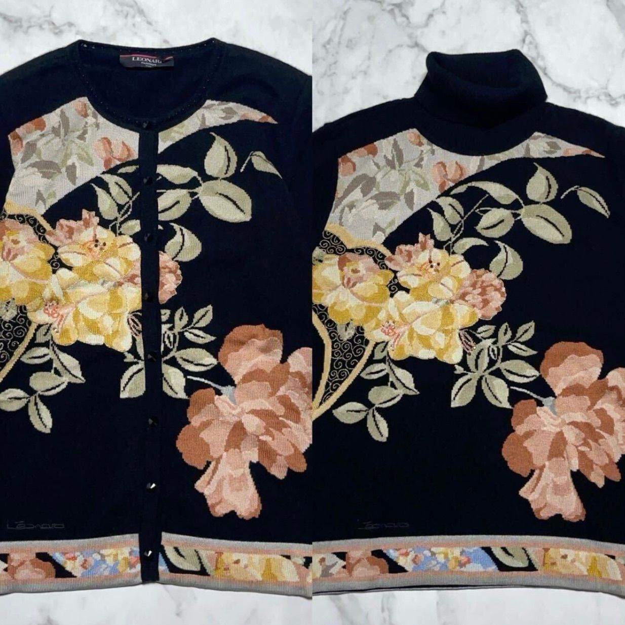 レオナール ファッション LEONARD FASHION 花柄 フラワー カシミヤ