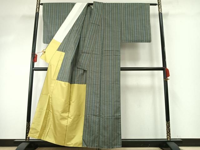 平和屋着物●上質な紬　縞　正絹　逸品　AABD4355ck 平和屋着物▽上質な紬 縞 胴抜き仕立て 正絹 逸品 未使用 AABE5599fy