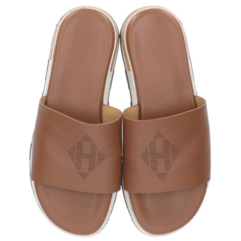 エルメス Reflex Brown Calf リフレックスロゴサンダル メンズ 42.5