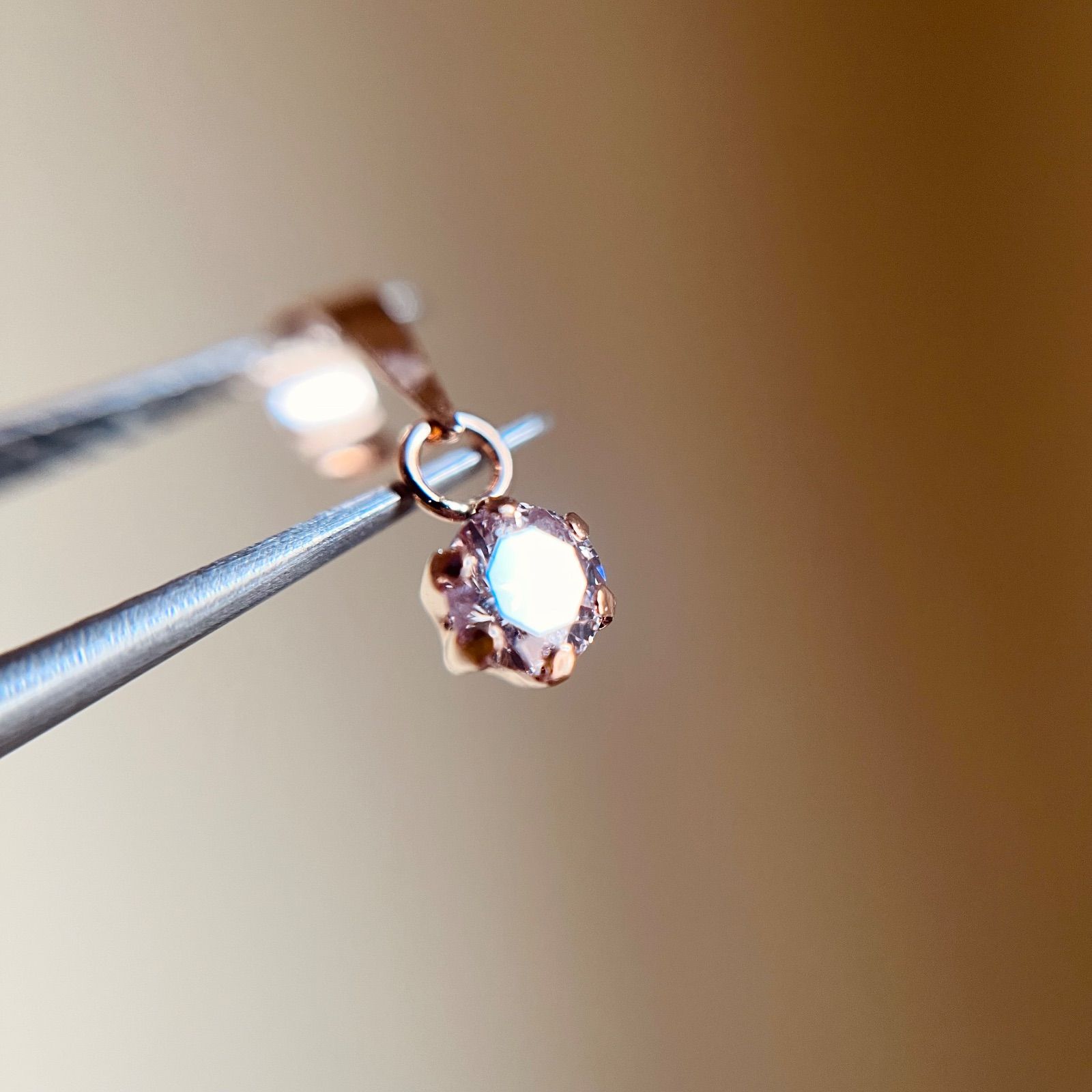 K18PG 希少☆天然ピンクダイヤモンド 0.13ct ペンダントトップ 18金