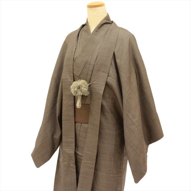 中古】 着物 羽織 セット 男性 アンサンブル 大島紬 正絹 身丈137.5cm