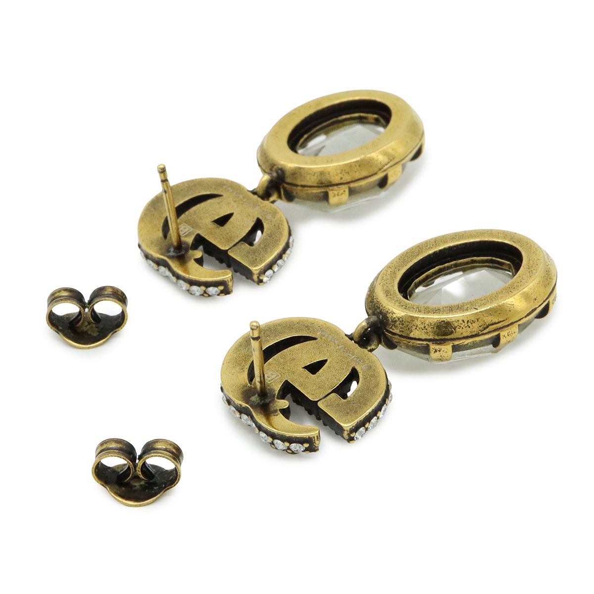 GUCCI グッチ クリスタル ダブルG ピアス ドロップピアス スイング