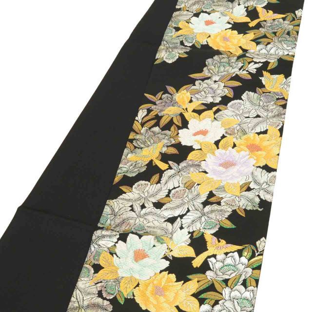 椿に斜線模様織出し名古屋帯【中古】【着】【名古屋帯】 宗sou 宗sou 