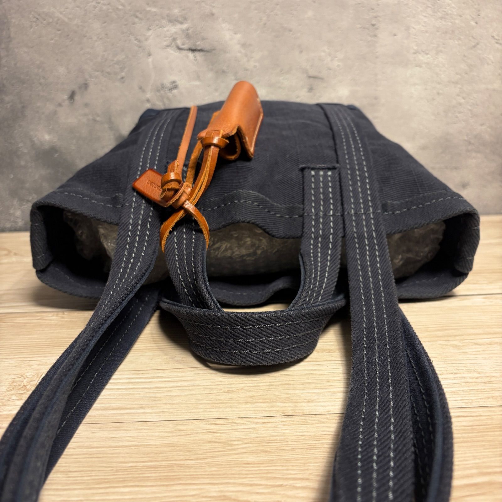 ✨genten ゲンテン セルビッジトート 2WAY ショルダートート ネイビー 