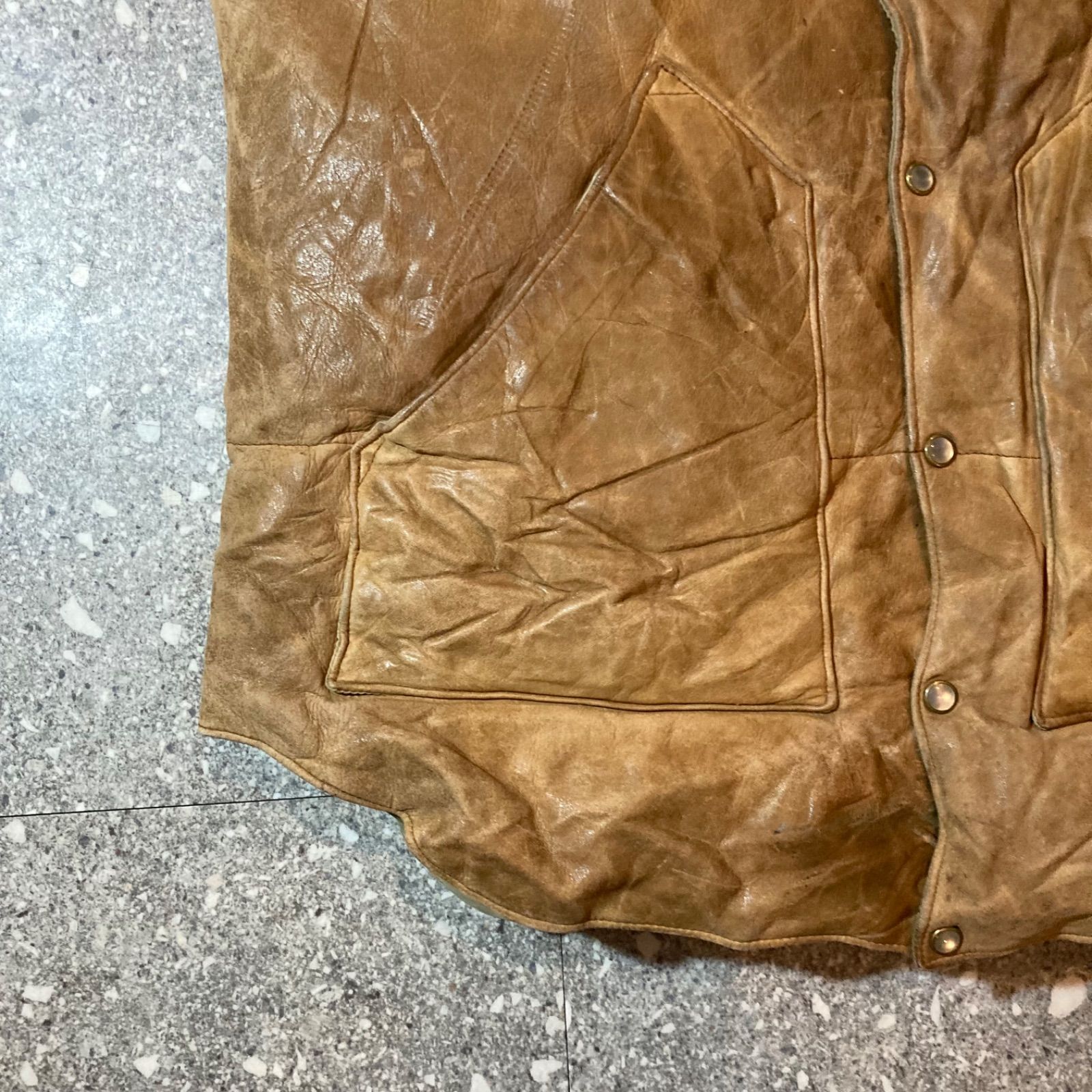 70s rocky mountain leather down vest size42 / 70年代製 ロッキー 