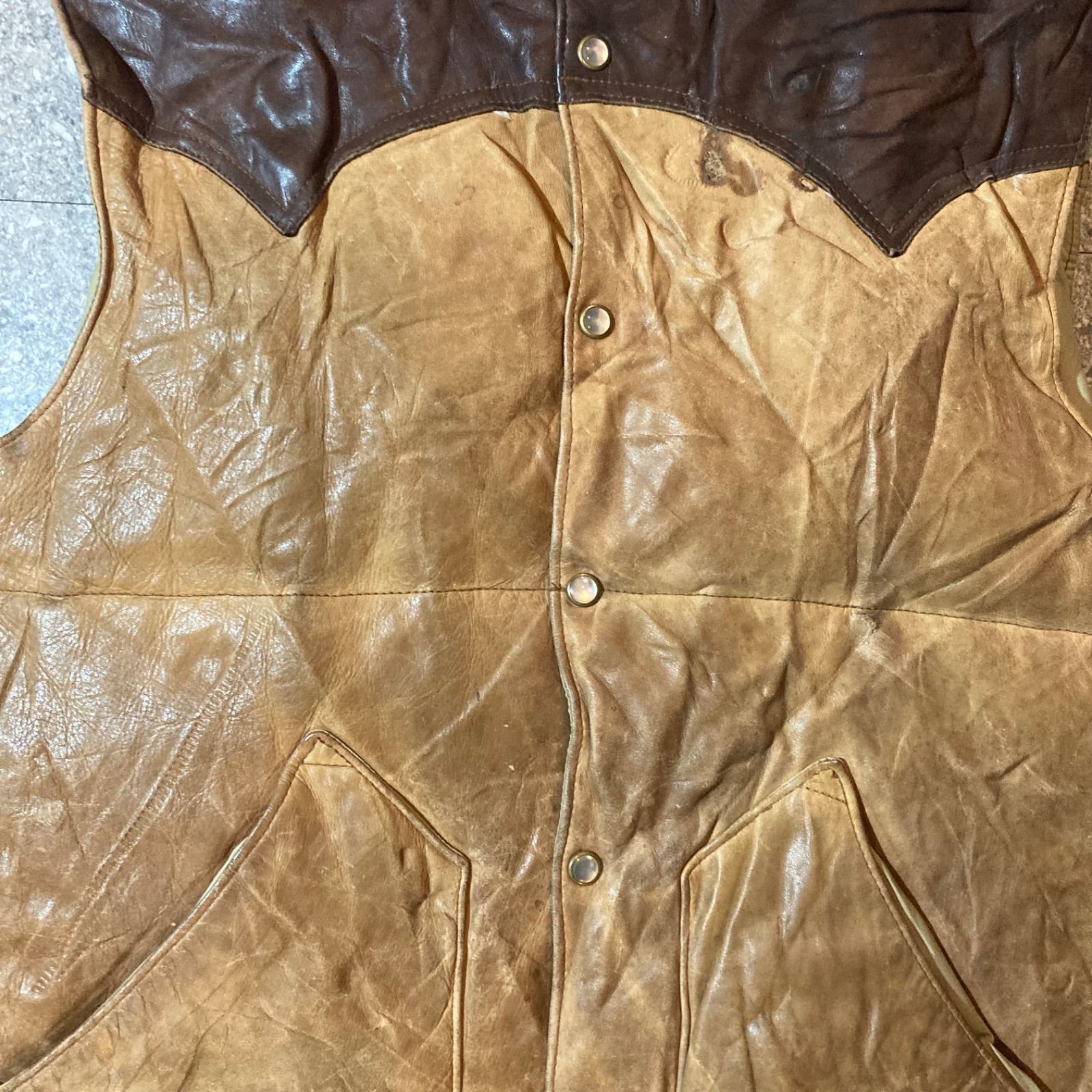 70s rocky mountain leather down vest size42 / 70年代製 ロッキー