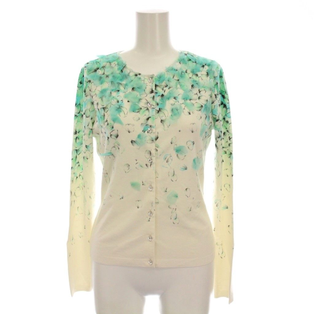 【Blumarine/ブルマリン】長袖カーディガン　ビジュー　花柄　イタリア製 ブルマリン Blumarine カーディガン ニット ビジュー 花柄 長袖