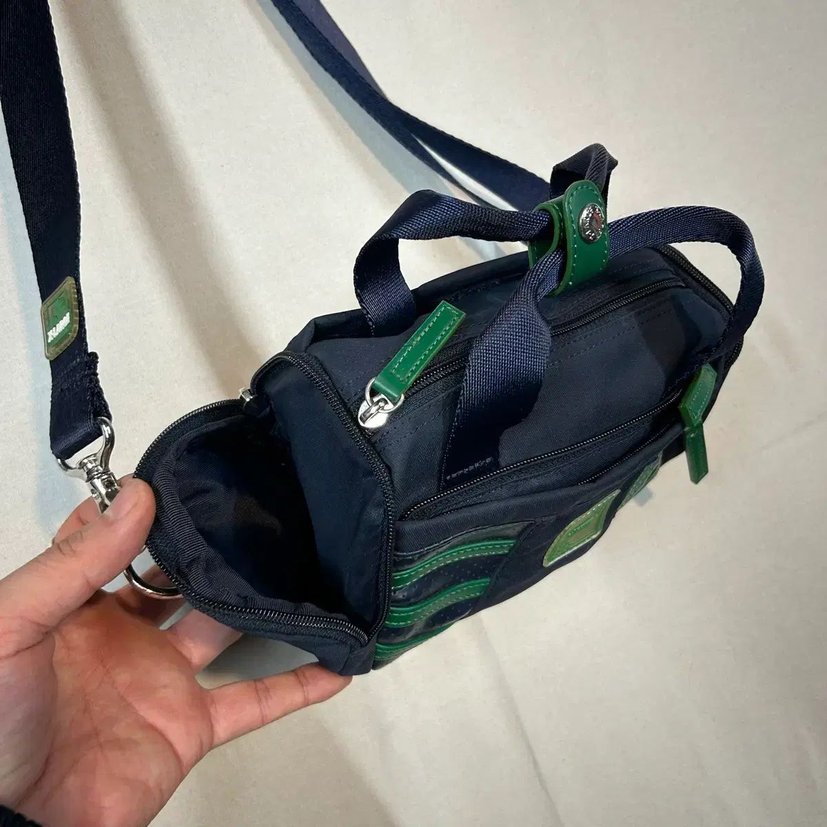 XLARGE エックスラージ ネイビー グリーン ドラム ショルダーバッグ