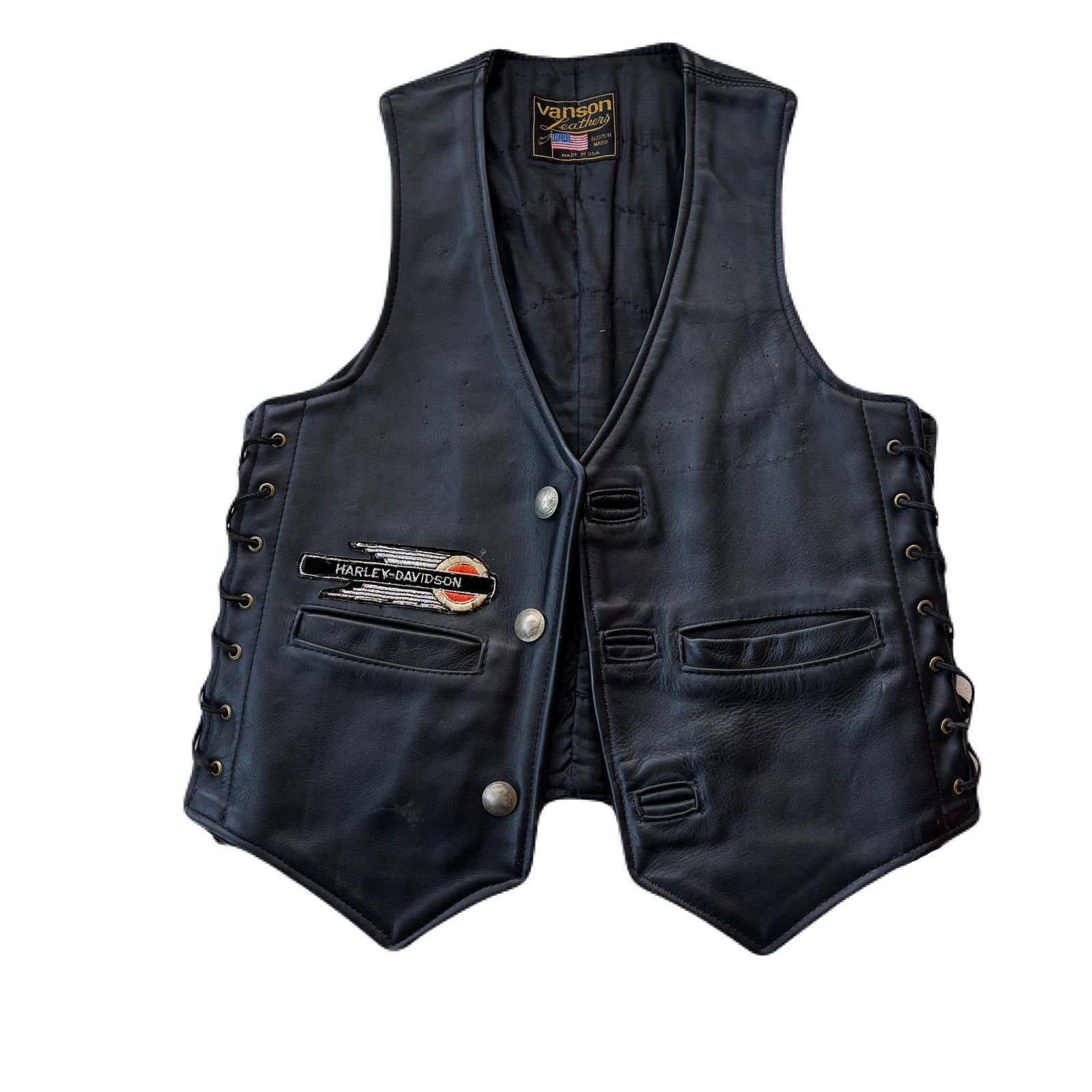 Vanson Leathers バンソンレザーズ レザーベスト ブラック36 Vanson ブラックレザー ベスト 36 楽天市場】バンソン Vanson レザー