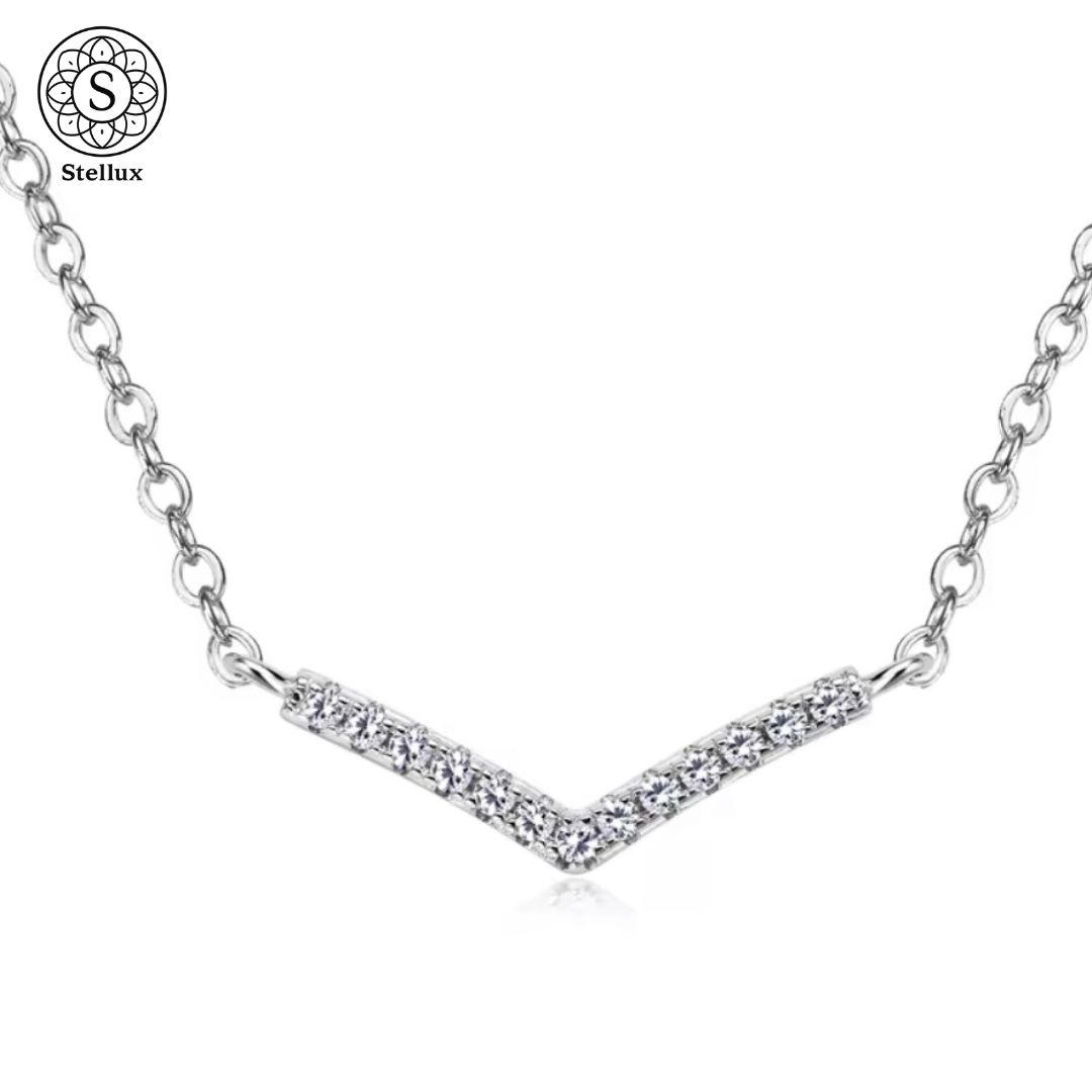 女性人気No.1】V字モアサナイト ネックレス/S925シルバー/18Kゴールド