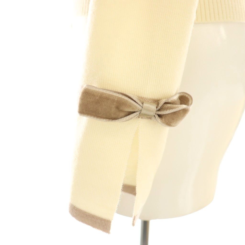 新品同様♡Reneルネ♡リボン付き ロングニットカーディガン ライトブルー 34 新品同様♡Reneルネ♡リボン付き ロングニットカーディガン ライト