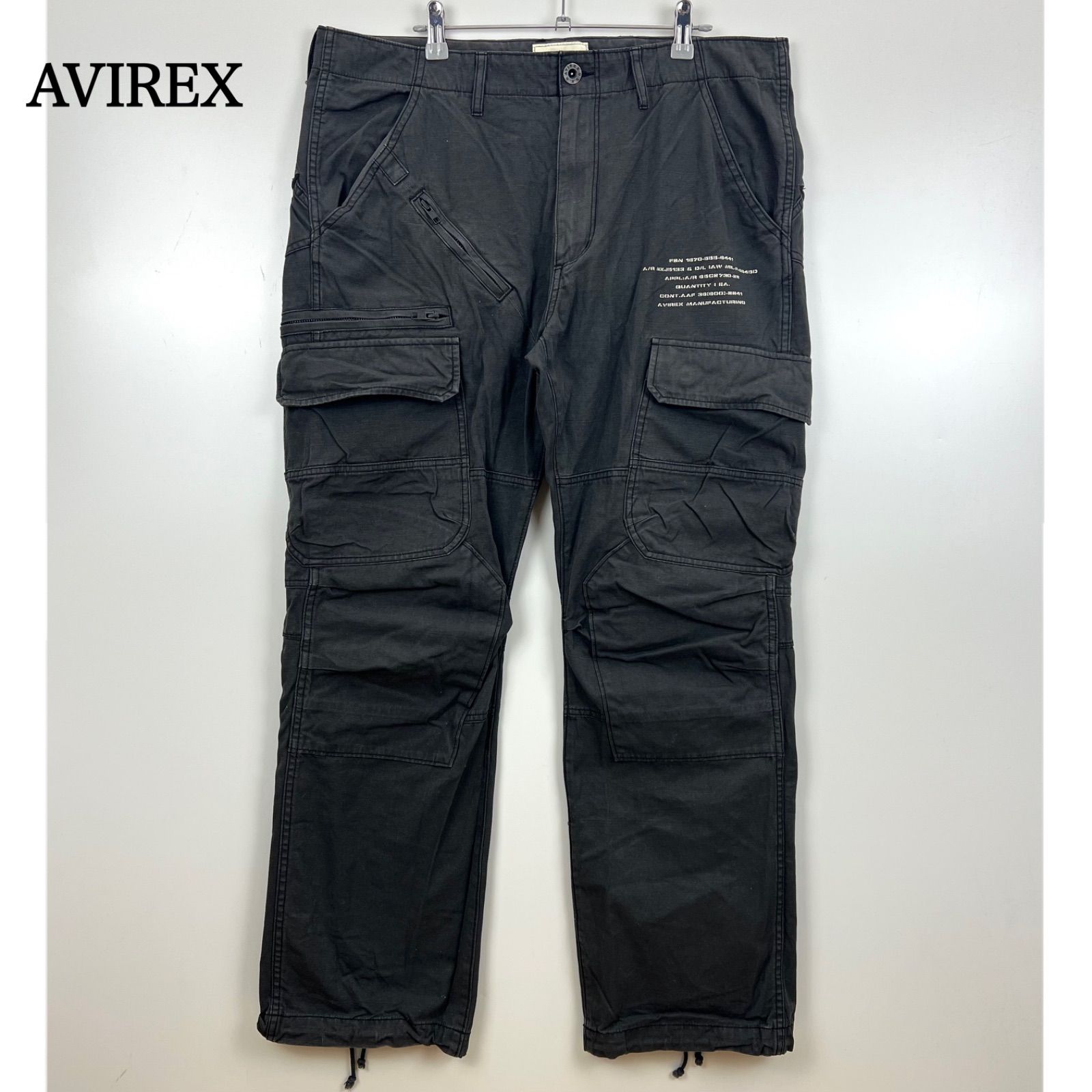 AVIREX NAVAL FLIER cargo pants 2XL アヴィレックス ステンシルロゴ