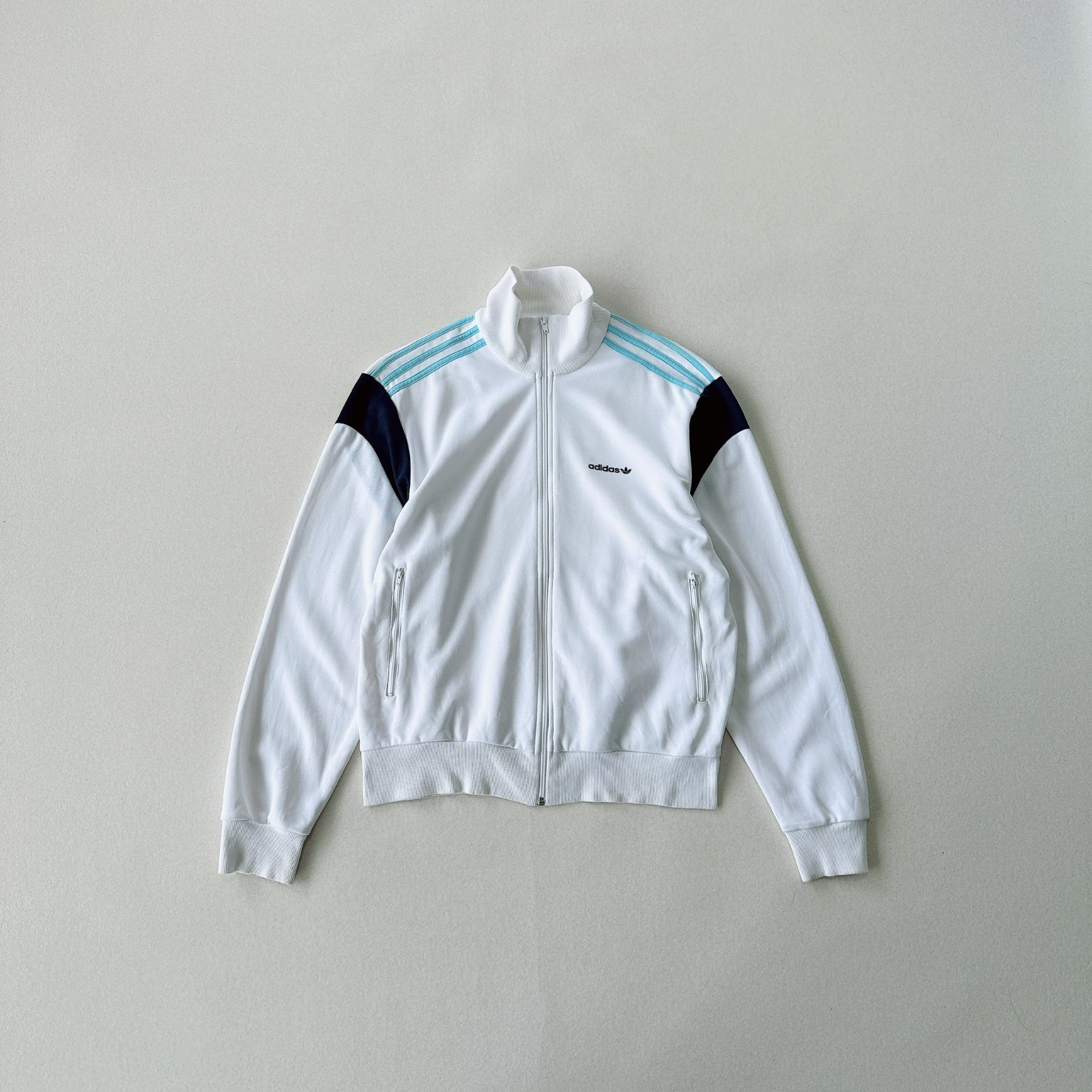 【美品】adidas 00s トラックジャケット ジャージ ホワイト L ネイビ 00s old adidas トラックジャケット L ホワイト×ネイビー ジャージ