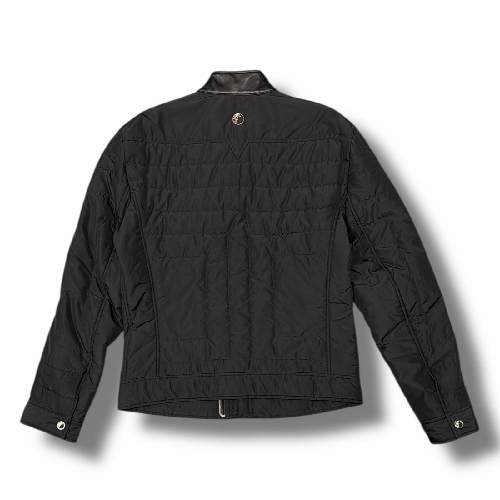 VERSACE Zip Quilted Black Fitted Jacket ジップキルテッドブラック