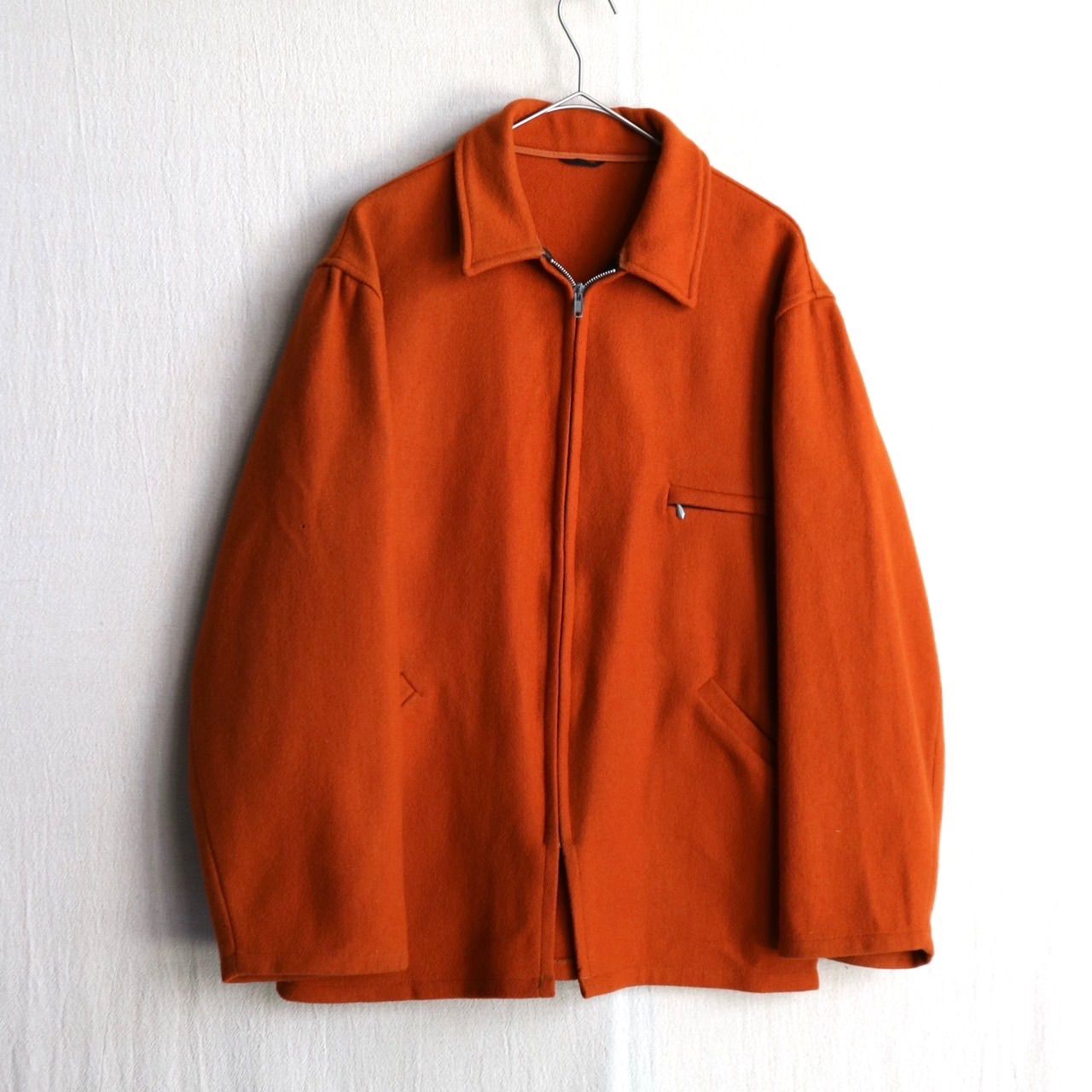 USA製 90s Vintage ウール ジャケット / M オレンジ ジップアップ