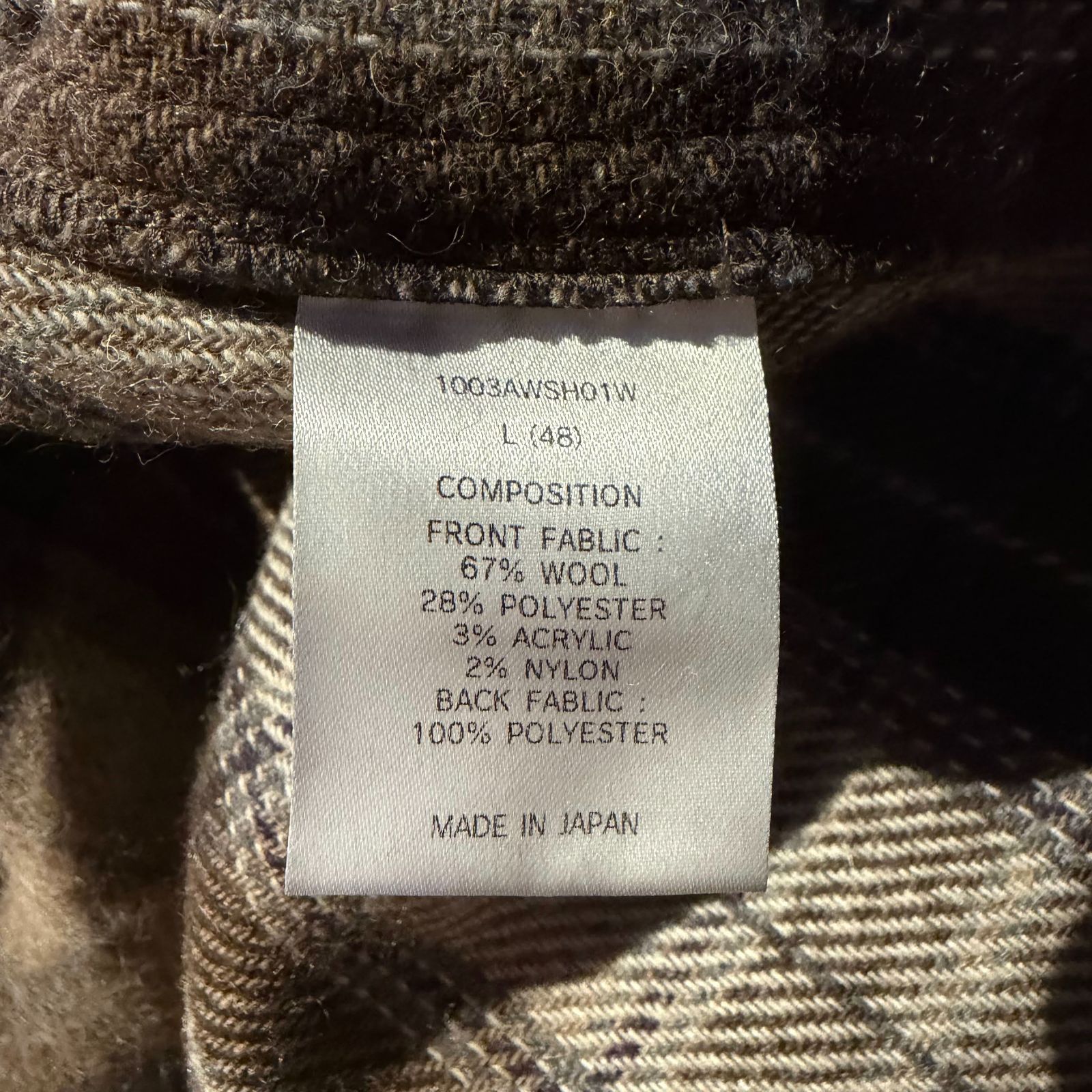 is-ness WOOL CPO SHIRT ブラウンチェック L イズネス ウール CPO 