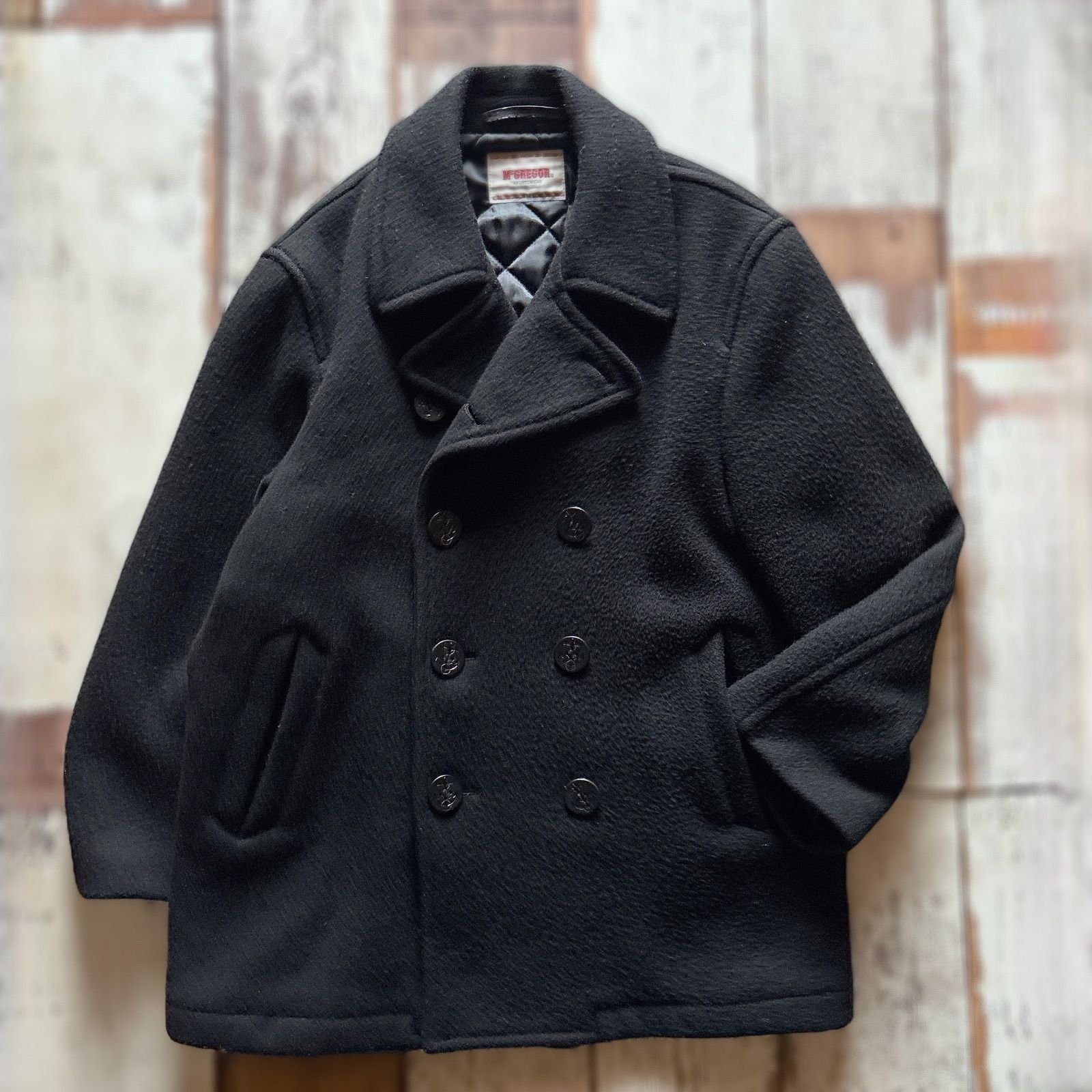 90s McGregor マクレガー Pコート ピーコート ブラック キルティング
