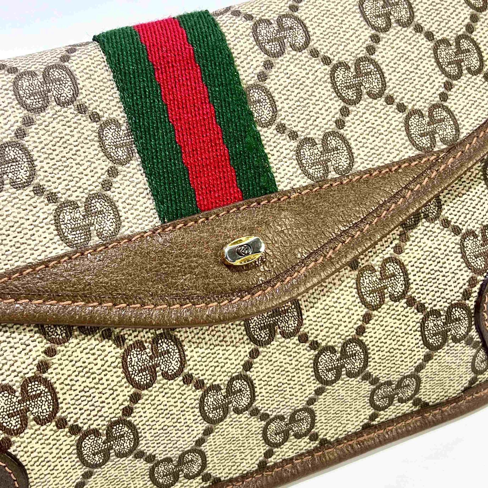 ✨美品✨オールドグッチ❣️GGスプリーム　コスメポーチ　ゴールド金具　PVC グッチ コスメポーチ バッグ メンズ レディース GGスプリーム ベージュ