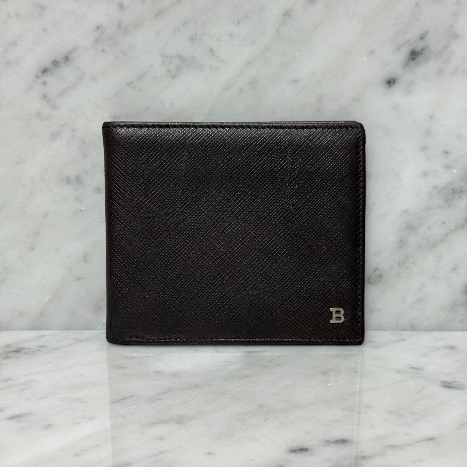 美品 BALLY バリー 二つ折り財布 本革 レザー ブラウン 札入れ 薄型