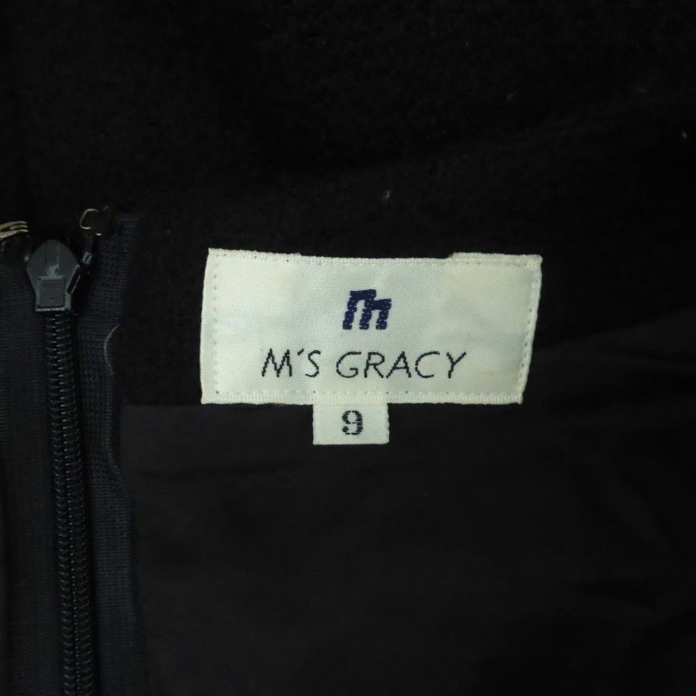 エムズグレイシー M'S GRACY ワンピース ラウンドネック 長袖 ひざ丈 M