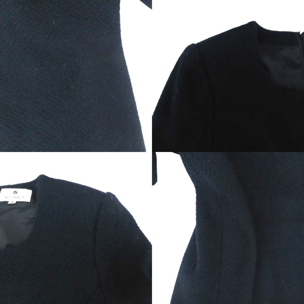 エムズグレイシー M'S GRACY ワンピース ラウンドネック 長袖 ひざ丈 M