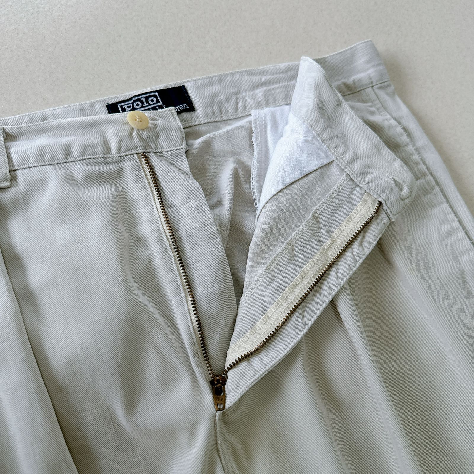 POLO RALPH LAUREN 90s ポロチノ ツータック アイボリー 90s Polo Ralph Lauren 旧ロゴ ツータック CHINO ポロチノ アイボリー