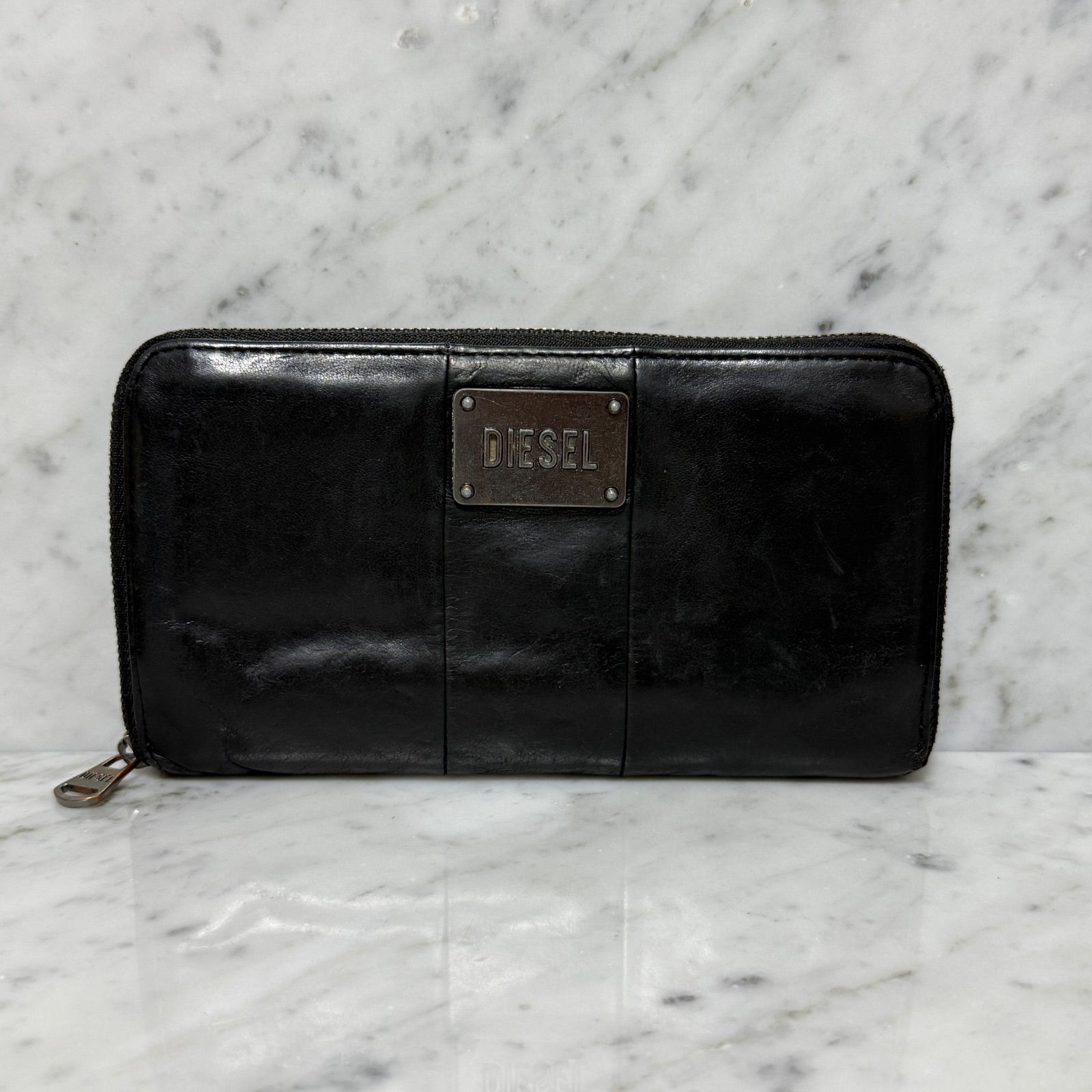 DIESEL ディーゼル ラウンドファスナー 長財布 ブラック 黒 本革