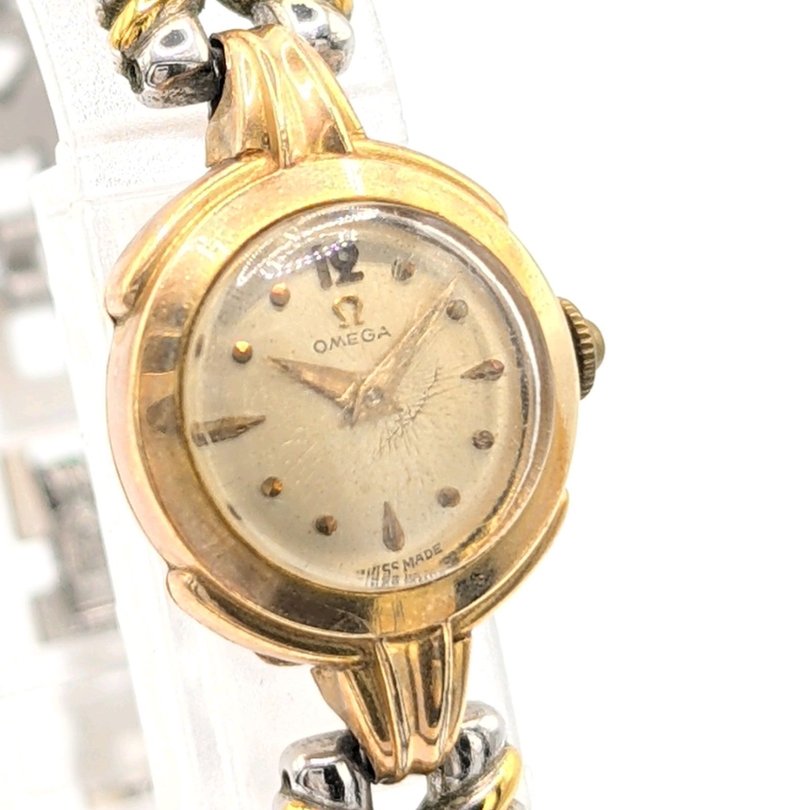OMEGA DE VILLE Watch Hand-Winding Ladies Round Gold Silver Combi