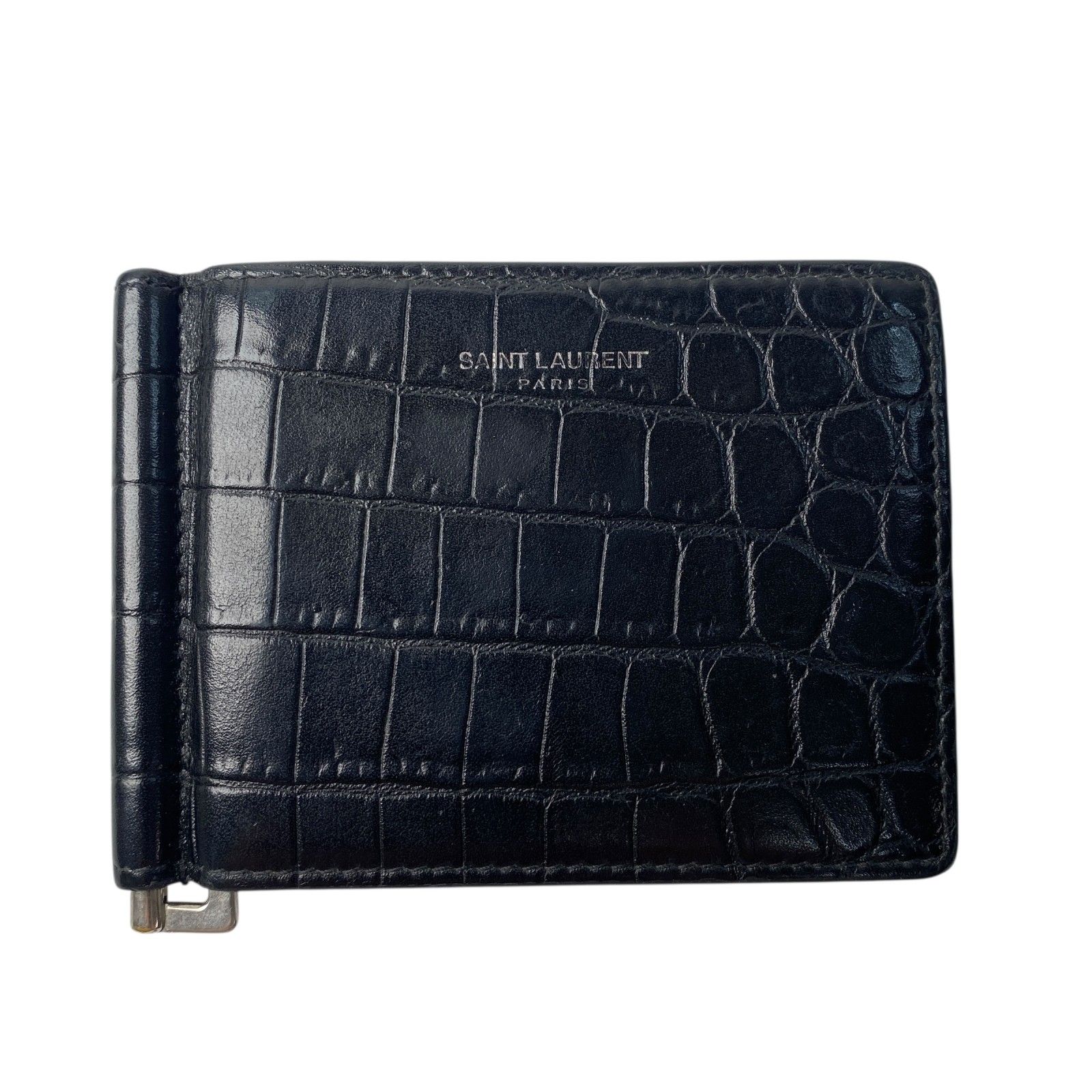SAINT LAURENT クロコ型押し　レザー マネークリップ サンローラン SAINT LAURENT メンズ 型押し クロコ マネークリップ