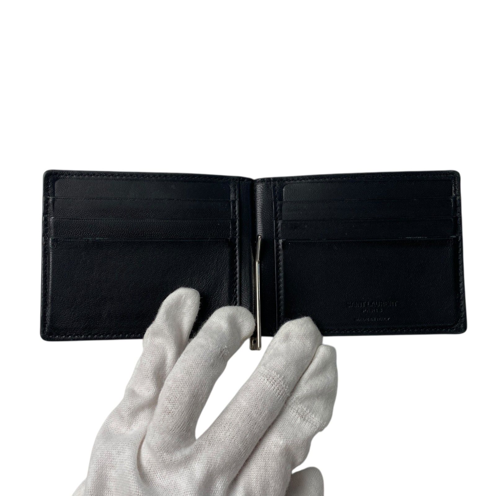 サンローラン SAINT LAURENT メンズ 型押し クロコ マネークリップ