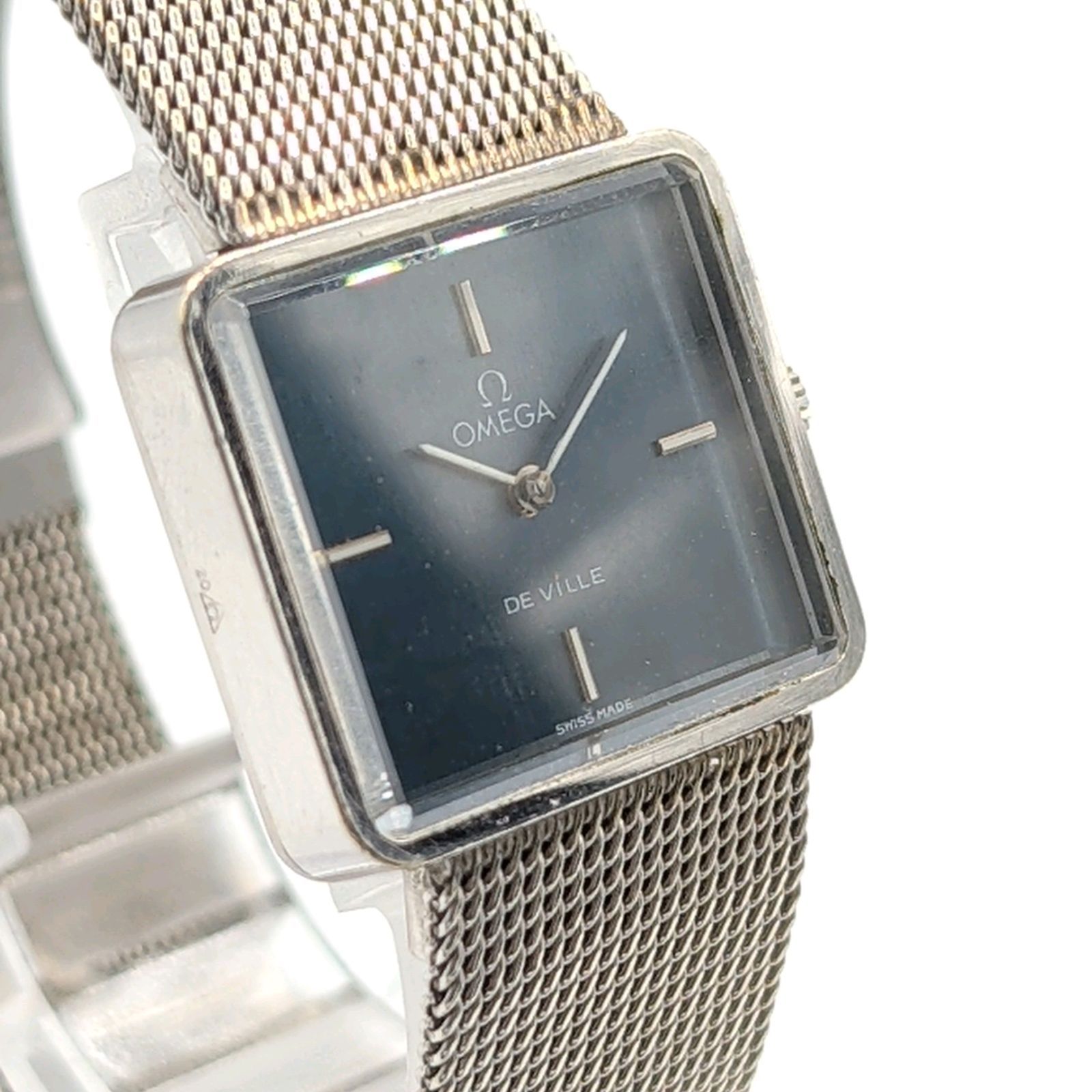 オメガ　デヴィル　腕時計　クオーツ　23㎜　スクエア　レディース　ビンテージ　銀 OMEGA オメガ DE VILLE デビル スクエア ウォッチ 腕時計 シルバー