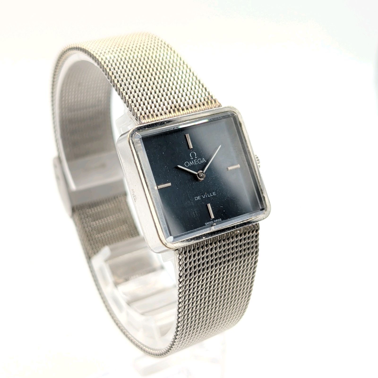 OMEGA DE VILLE Watch Hand-Winding Ladies Square Silver Blue dial