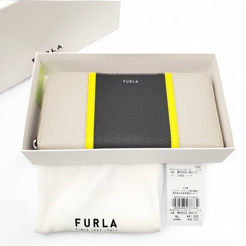 極美品 Furla Man Project フルラ 長財布 ラウンドファスナー 